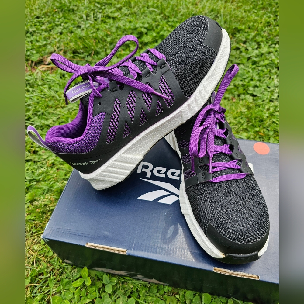 Reebok Women's Fusion Flexweave Work Shoes In Black/Purple (RB315) Sz 6.5W